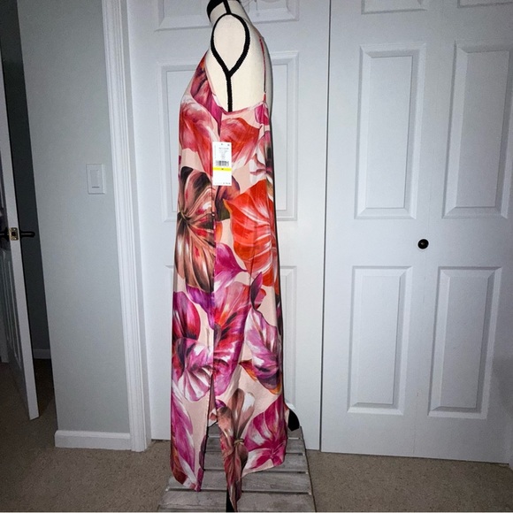 NWT Karen Kane tropical Dress Soft Silky Cupro Breathable M Summer Cruise wear - Picture 8 of 15